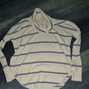 NWOT the Group Babaton(aritzia) Cream and Blue Waffle Knit Cowl Neck Size M